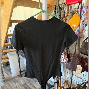 Quince Organic Cotton Stretch Bodysuit Black L